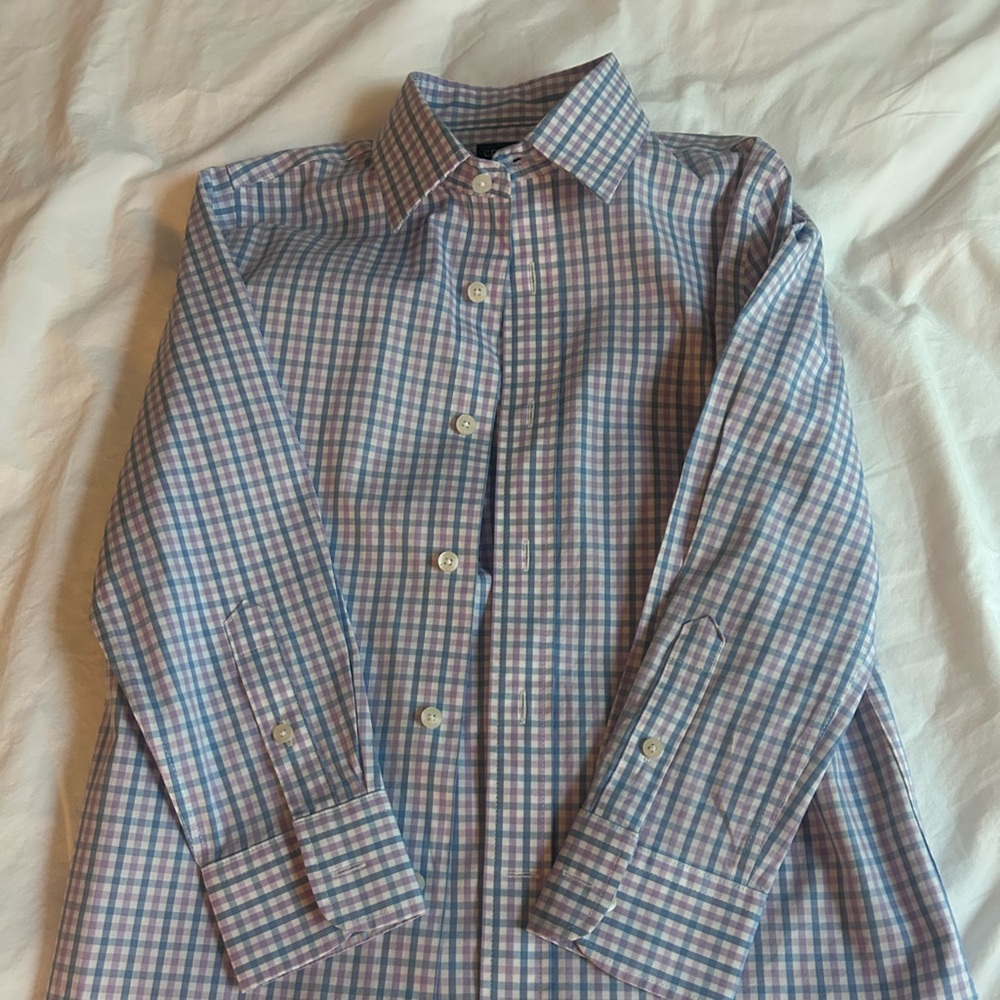 Crewcuts Boys Blue and Pink Check Button-Down Shirt